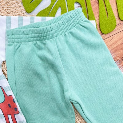 Conj. Jaqueta Young Dog! com Capuz e Calça de Moletom - Verde e Off White